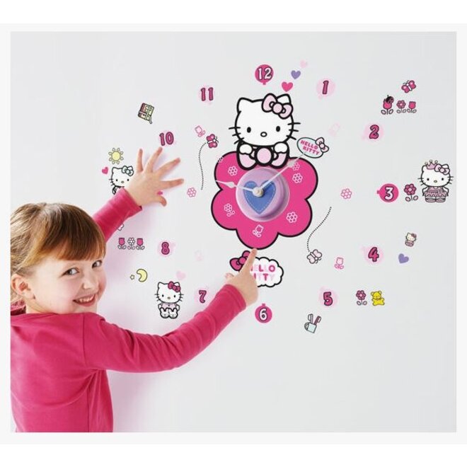 Hello Kitty Tick Tock Wandklok / Klok met Muurstickers
