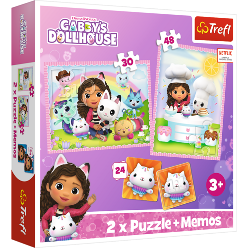 Gabby's Poppenhuis Gabby's Poppenhuis 2 in 1 Puzzel met Geheugenspel - 30/48 stukjes