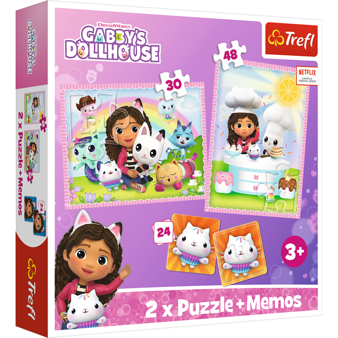 Gabby's Poppenhuis 2 in 1 Puzzel met Geheugenspel - 30/48 stukjes