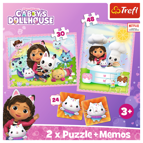 Gabby's Poppenhuis Gabby's Poppenhuis 2 in 1 Puzzel met Geheugenspel - 30/48 stukjes