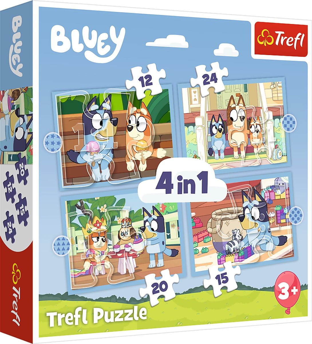 Clementoni Puzzel Square Bluey 3 Puzzel Met 48 Stukjes - Supercolor Puzzel Voor Kinderen, Puzzel Voor Kinderen, Gemaakt In Italië 25308