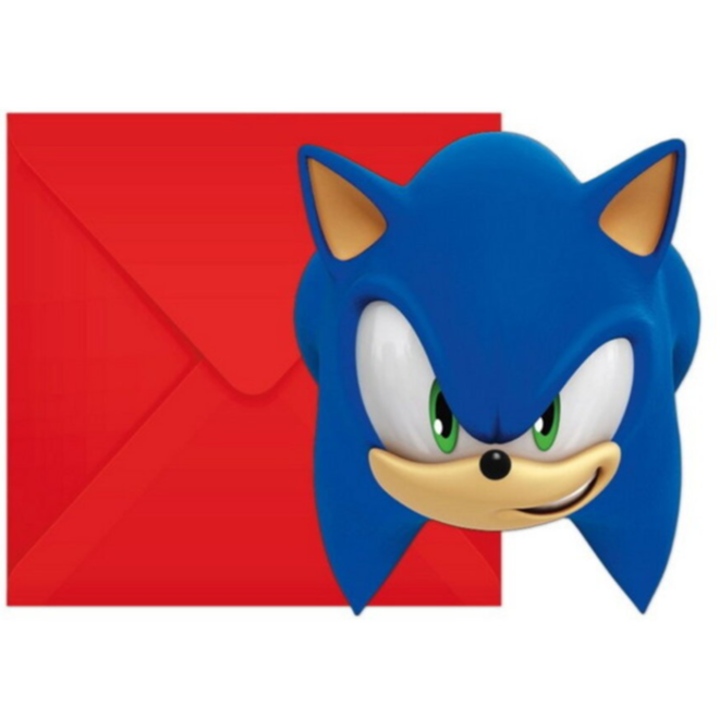 6 Sonic Uitnodigingen FSC - Sega