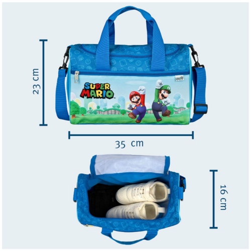 Super Mario Super Mario weekendtas / Sporttas - Luigi Super Mario Super Mario weekendtas / Sporttas - Luigi