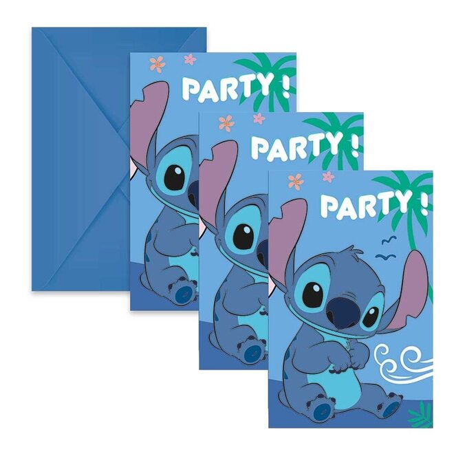 6 Stitch Uitnodigingen met Envelop FSC - Disney