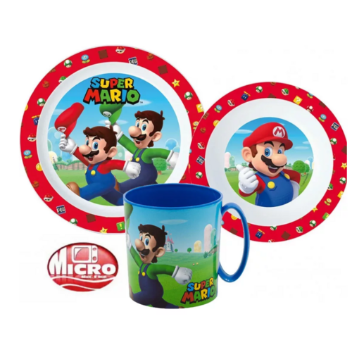 Super Mario Super Mario Kinderservies met Mok - Magnetron Super Mario Super Mario Kinderservies met Mok - Magnetron