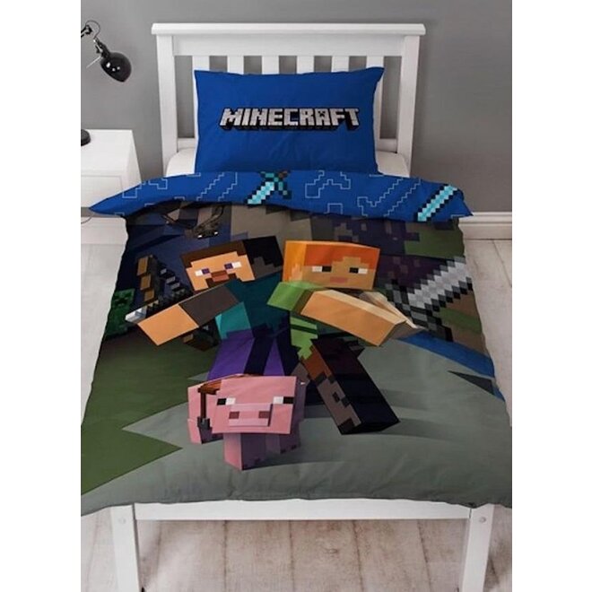 Minecraft Dekbedovertrek 140x200 cm - Steve en Alex