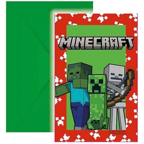 Minecraft 6 Minecraft Uitnodigingen met Envelop - FSC Minecraft 6 Minecraft Uitnodigingen met Envelop - FSC