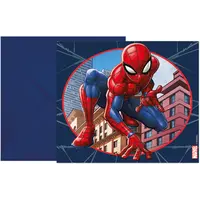 6 Spiderman Uitnodigingen met Envelop