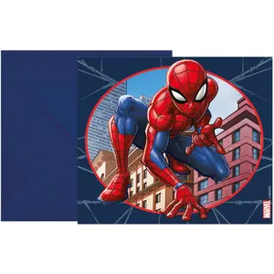 Spiderman 6 Spiderman Uitnodigingen met Envelop