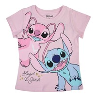 Stitch en Angel T-shirt Roze - Disney