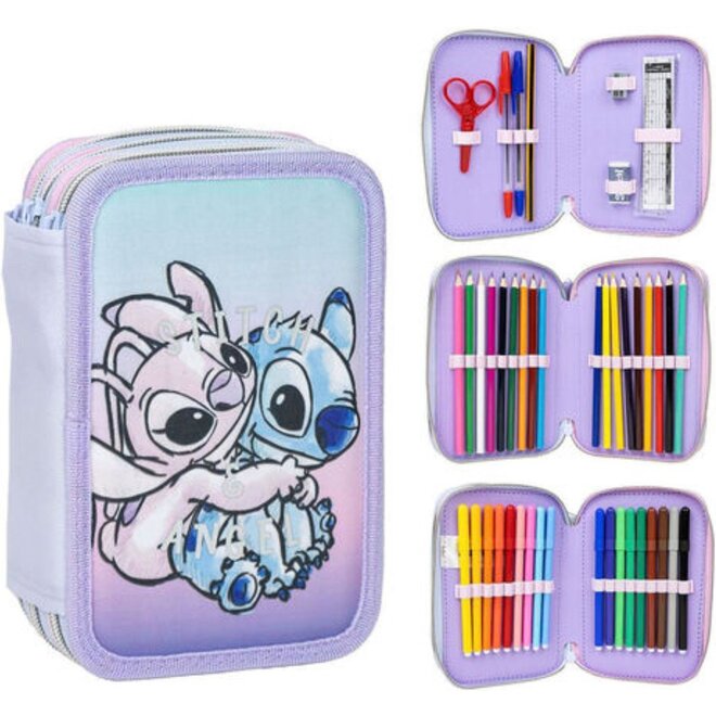 Stitch en Angel gevulde Etui - 3 Laags - Disney
