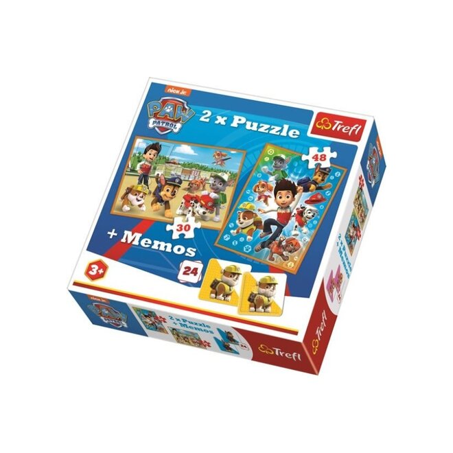 Paw Patrol 2 in 1 Puzzel met Geheugenspel - 30/48 stukjes - Trefl