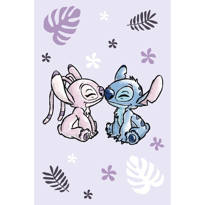 Stitch en Angel Fleece Deken - Purple - Disney