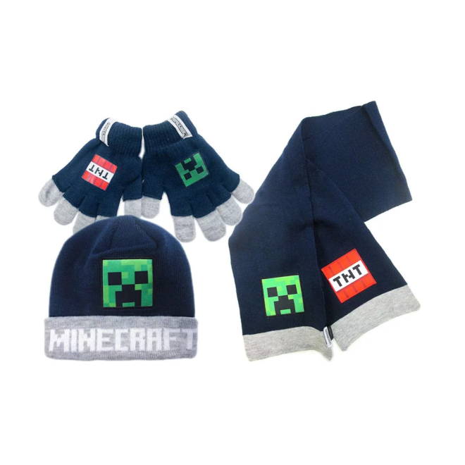 Minecraft Winterset: Handschoenen, Muts, Sjaal