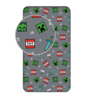 Minecraft Hoeslaken 90x200 cm - Grijs
