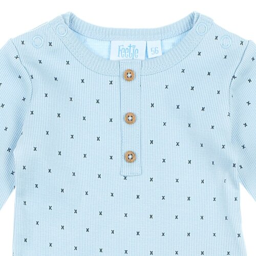 Mini Person Romper met Knoopjes Licht Blauw Feetje Mini Person Romper met Knoopjes Licht Blauw