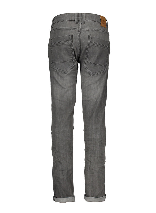 Jeans Skinny Stretch Double Kneepatches Light Grey Denim