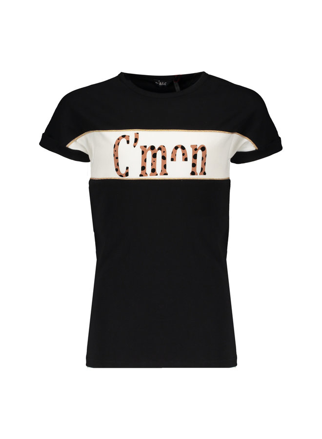 Kamy T-shirt with C'mon print Jet Black