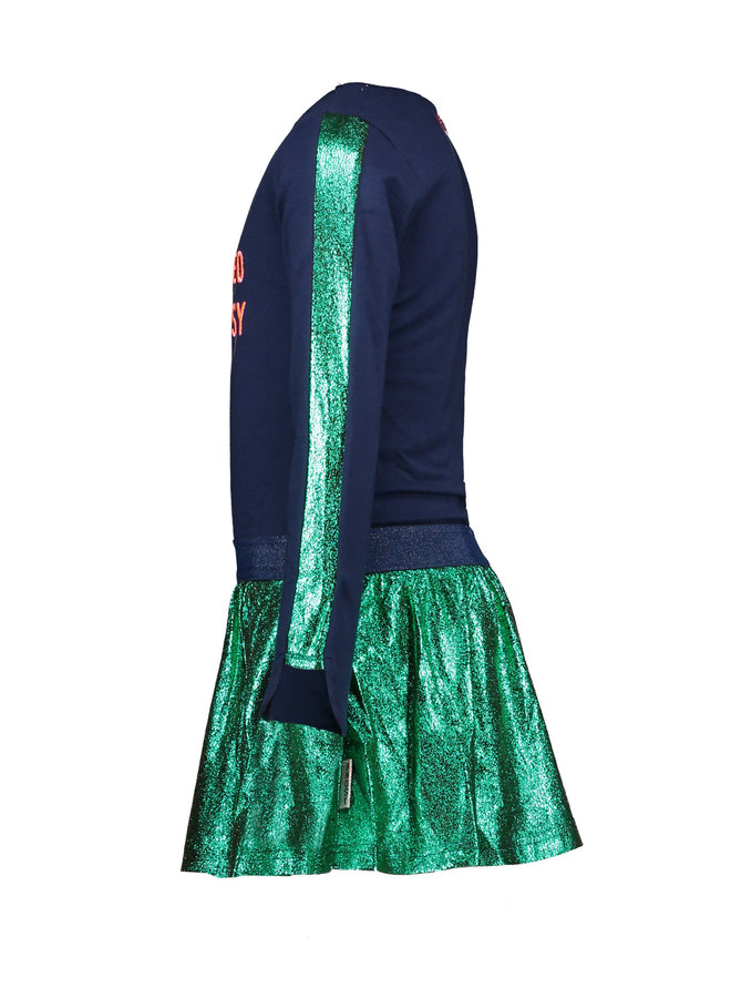 Jurk met glitter rok Space Blue