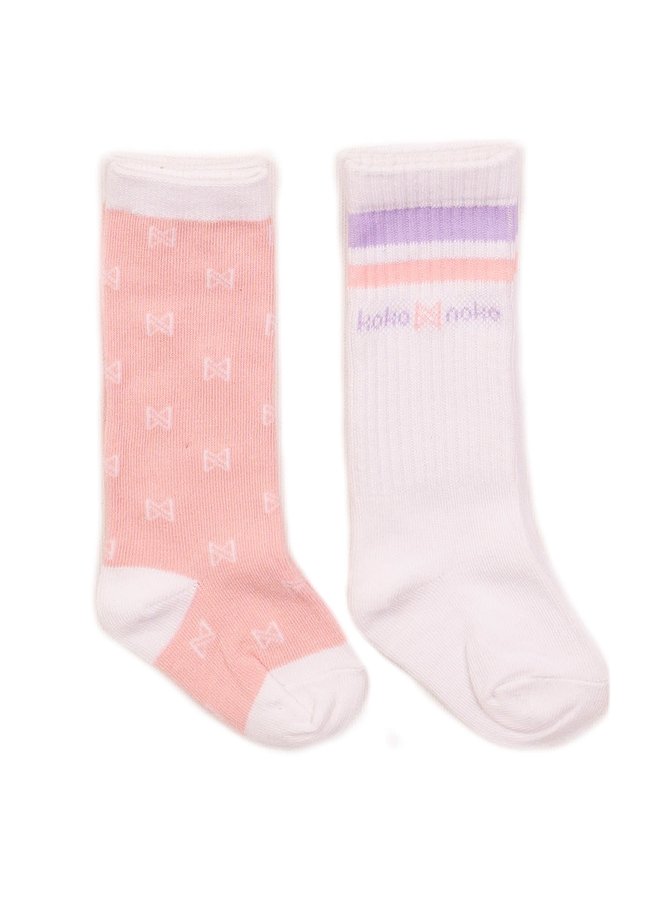 Kniekousen 2-pack Pink/White