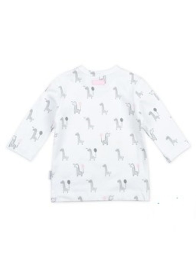 Giraffe Longsleeve AOP Wit/Roze