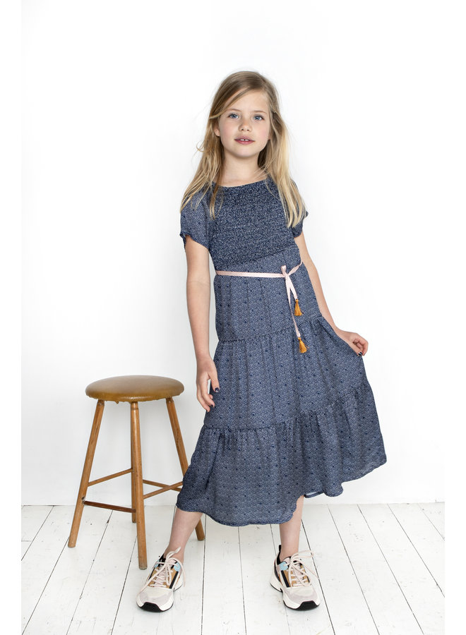 Maxi Jurk Dots Satijn Navy