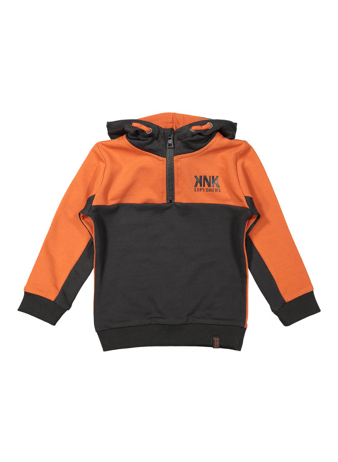 Sweater Hoody Dark Grey/Faded Orange