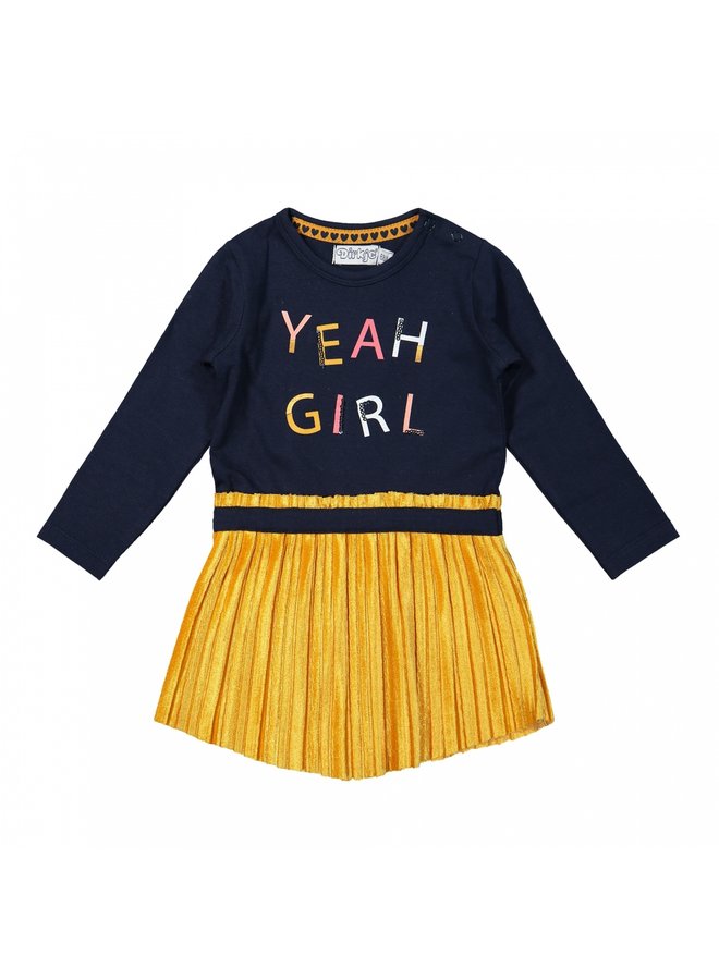 Jurk YEAH GIRL Navy/Warm Yellow