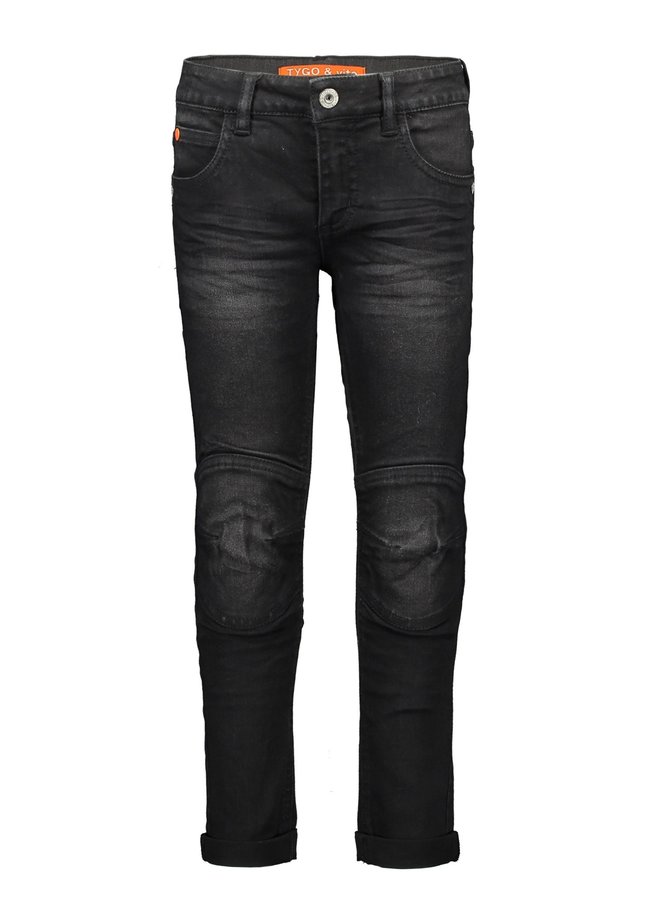 Skinny Jeans Double Kneepatches Black Denim.