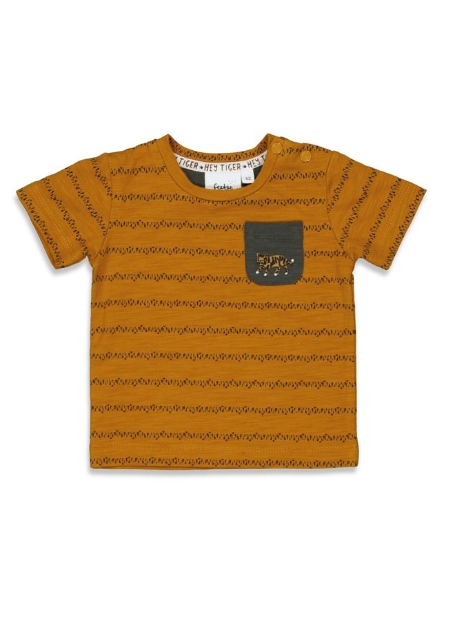 Hey Tiger T-shirt streepje Camel