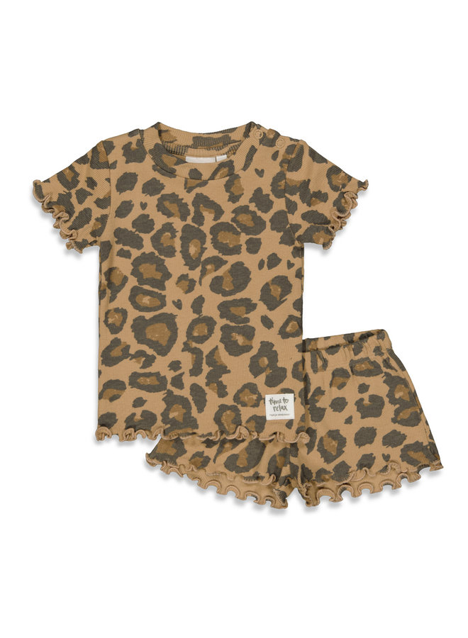 Pyjama / Shortama Leopard Lex Brique