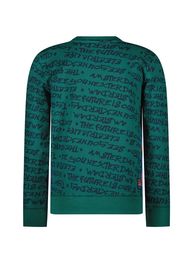 Sweater met zijstrepen Storm Green