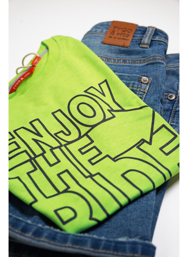 T-shirt ENJOY THE RIDE Neon Green Gecko