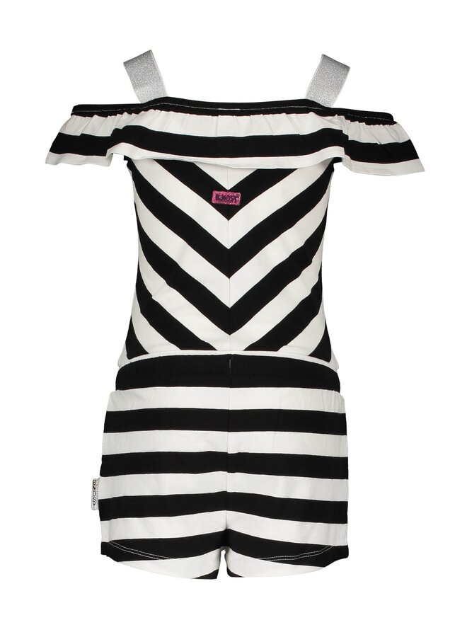 Jumpsuit Cheer Black/ White Stripe