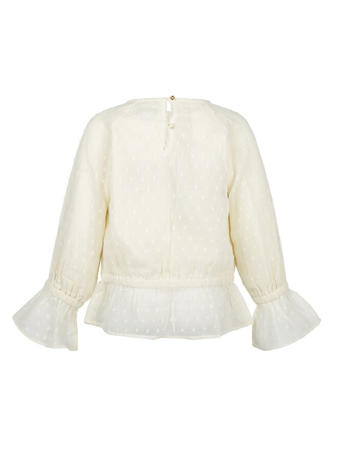 Blouse met roezel mouwen White