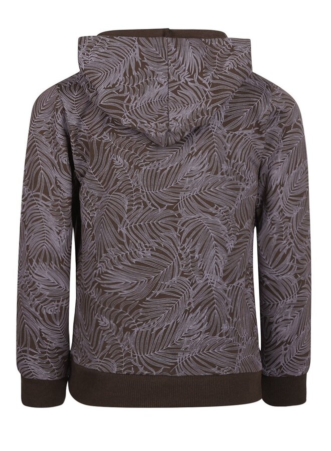 Sweater Hoody met print Dark Brown