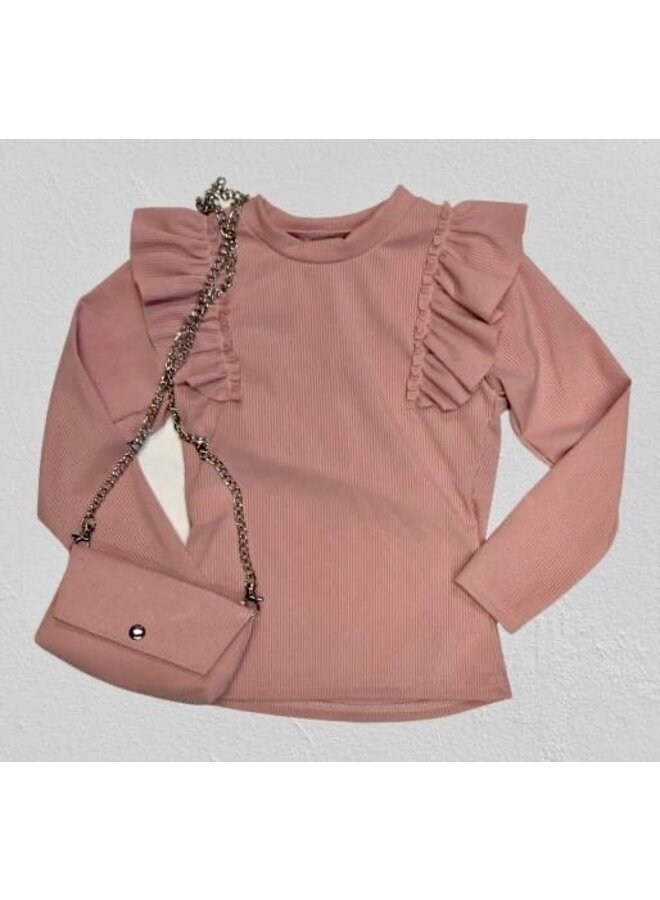 Shirt met tasje licht roze