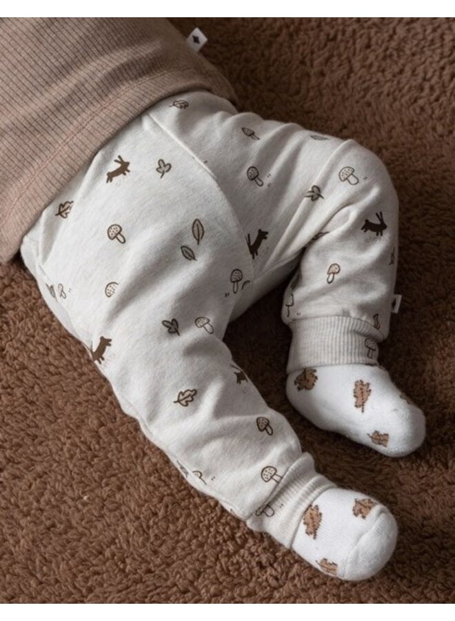 Little Forest Friends Broek met printje Offwhite melange