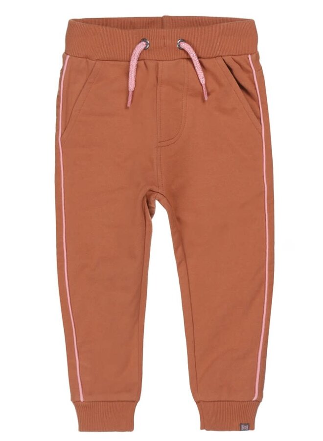 Joggingbroek meisjes Camel met roze zijstreep