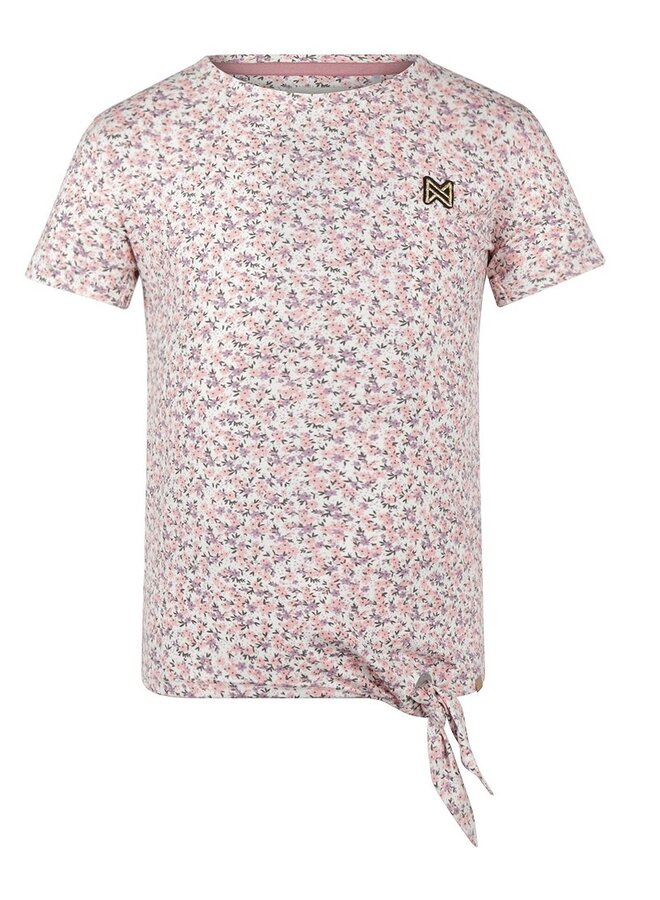 T-shirt met knoop roze printje