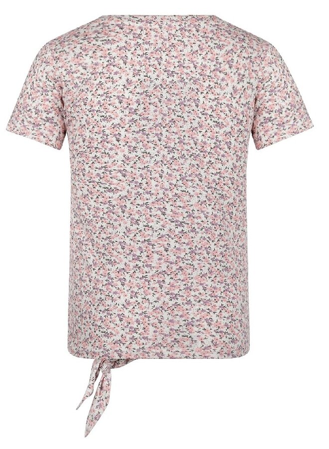 T-shirt met knoop roze printje