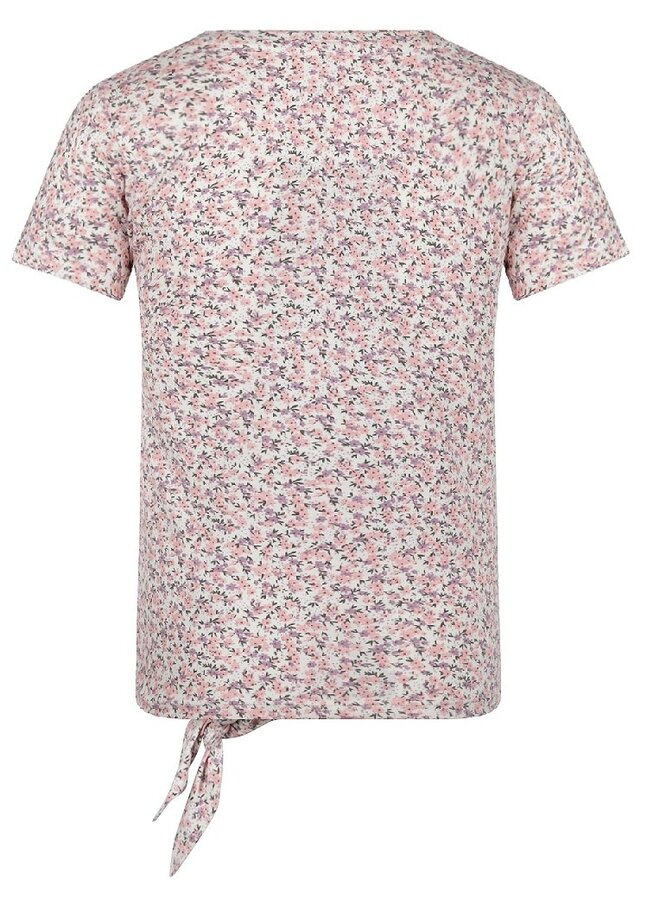 T-shirt met knoop roze printje