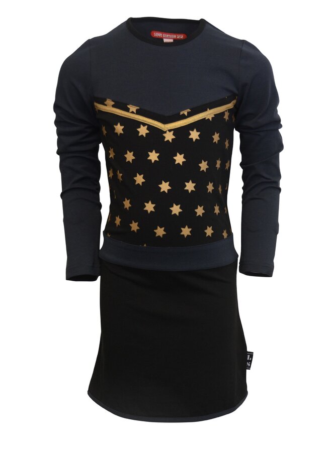 Jurk Giordina  Black/Navy/Gold