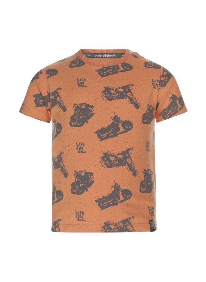 T-shirt met Moters Faded Orange