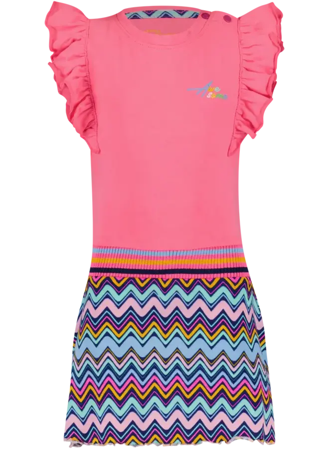 Jurk Celin Neon Pink/Zig zag