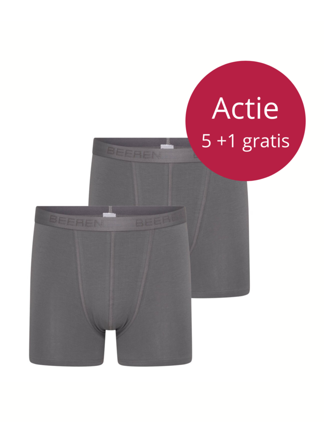 Actie 5 plus 1 GRATIS Herenboxers Dylan Grijs met gulp
