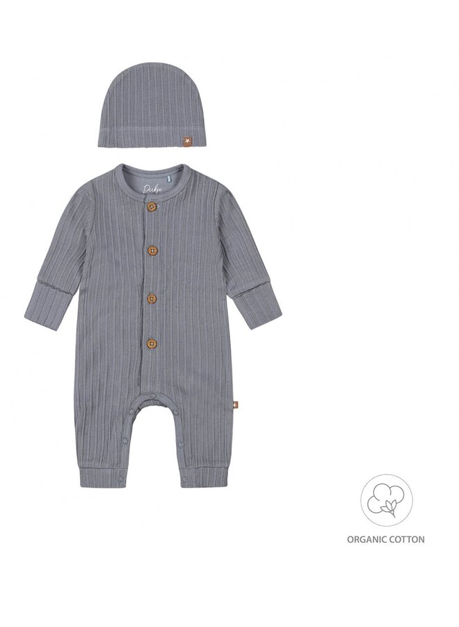 Jumpsuit met Mutsje organic cotton Faded Blue