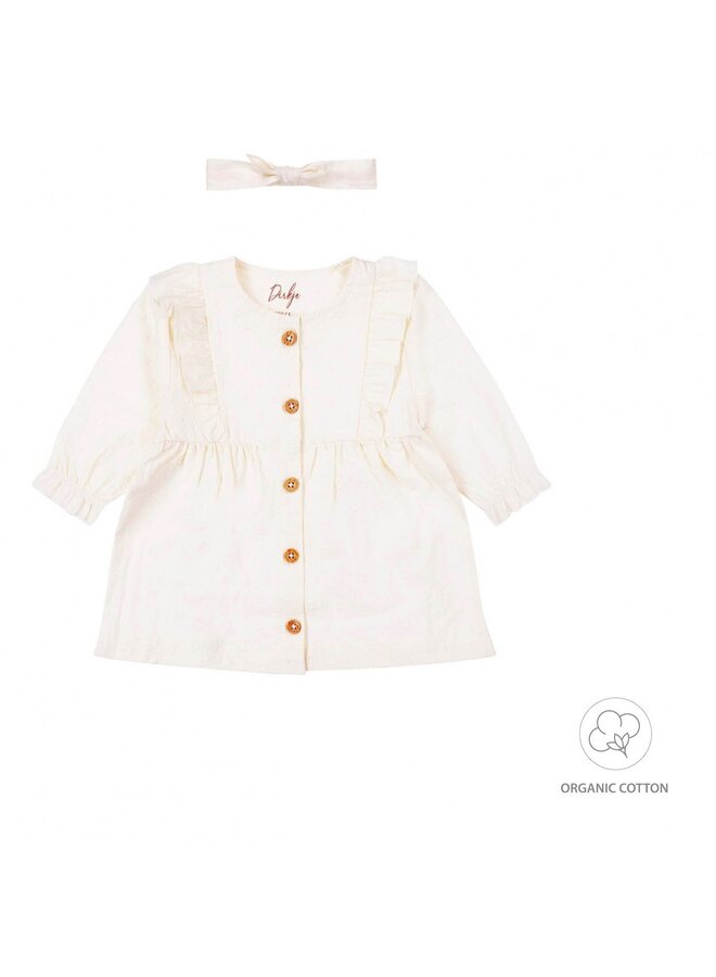 Jurk en Haarbandje organic cotton Offwhite