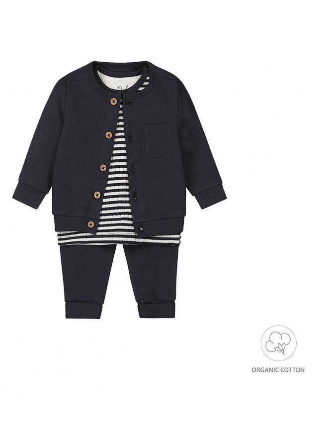 Broek, Shirt en Vestje organic cotton Navy