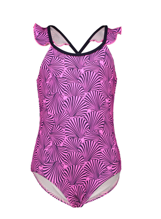 Zwempak with ruffle Plum Shell